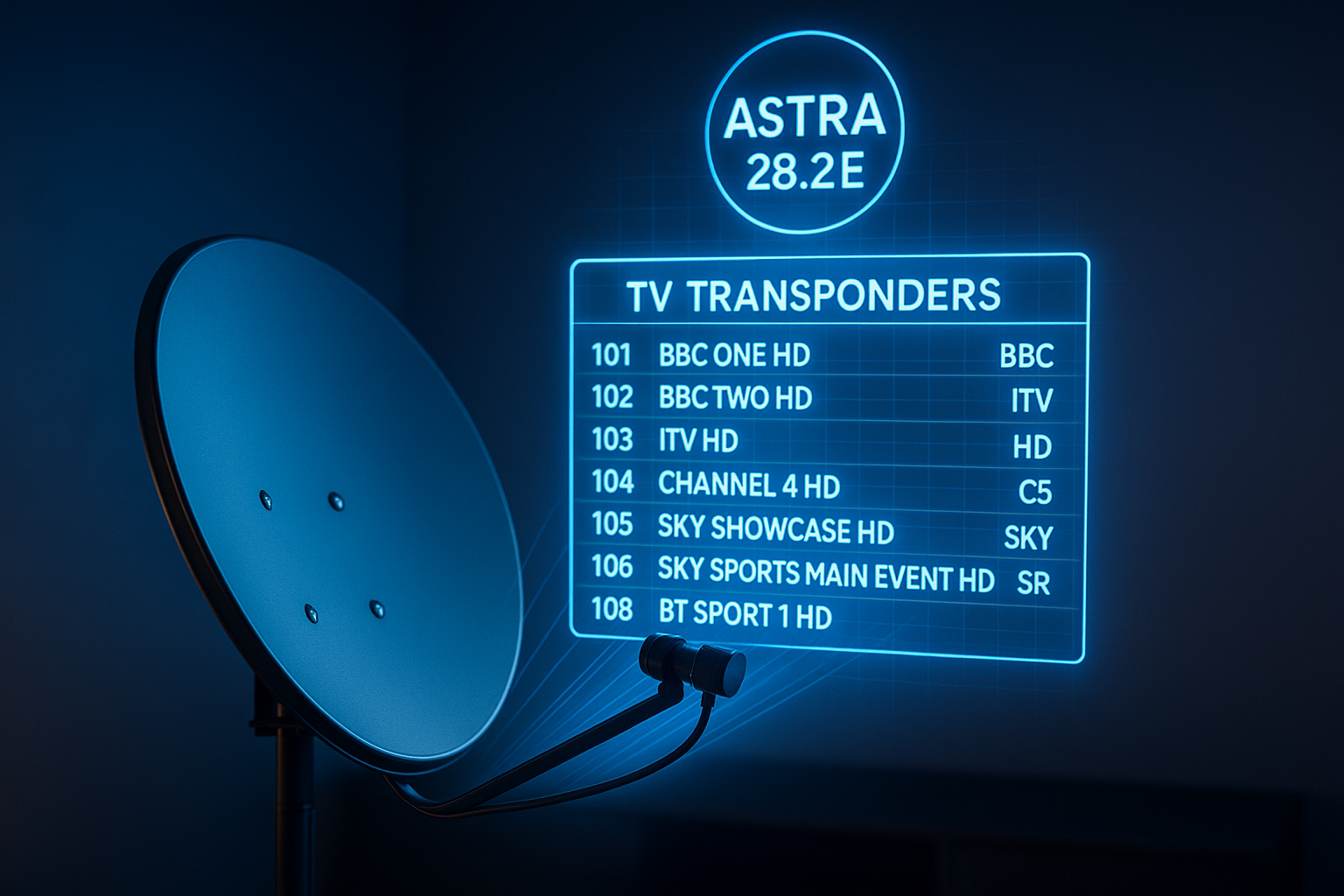 Full 2026 frequency list for Astra 28.2E satellite channels