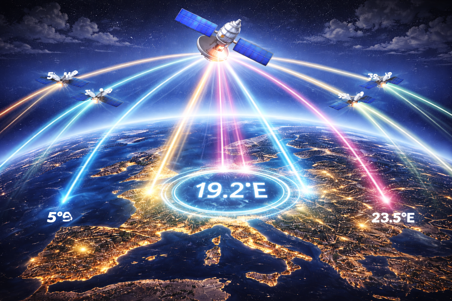 Comparison of Astra 19.2°E with other European satellite positions.