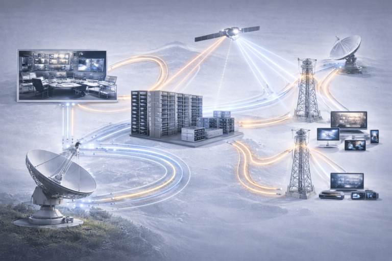 Professional illustration representing stable television signal transmission