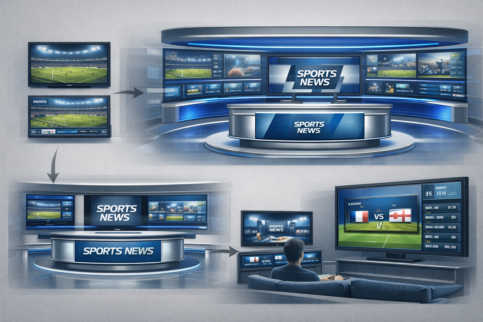 Professional illustration representing trusted sports television broadcasting