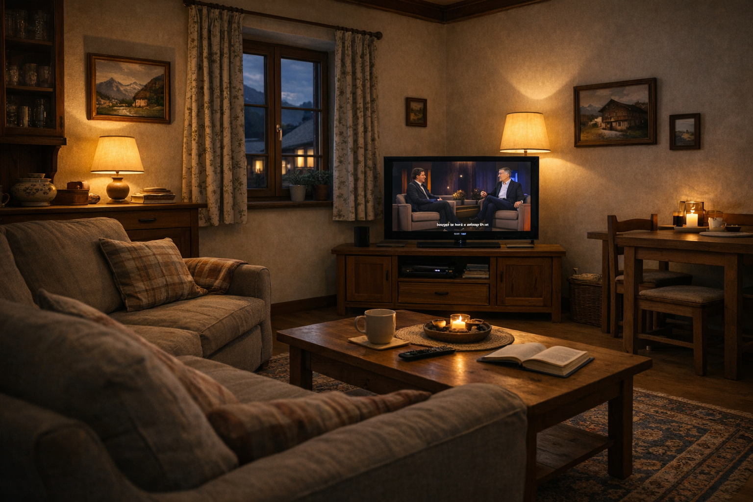 Prime time evening TV English channels Austria 2026 living room