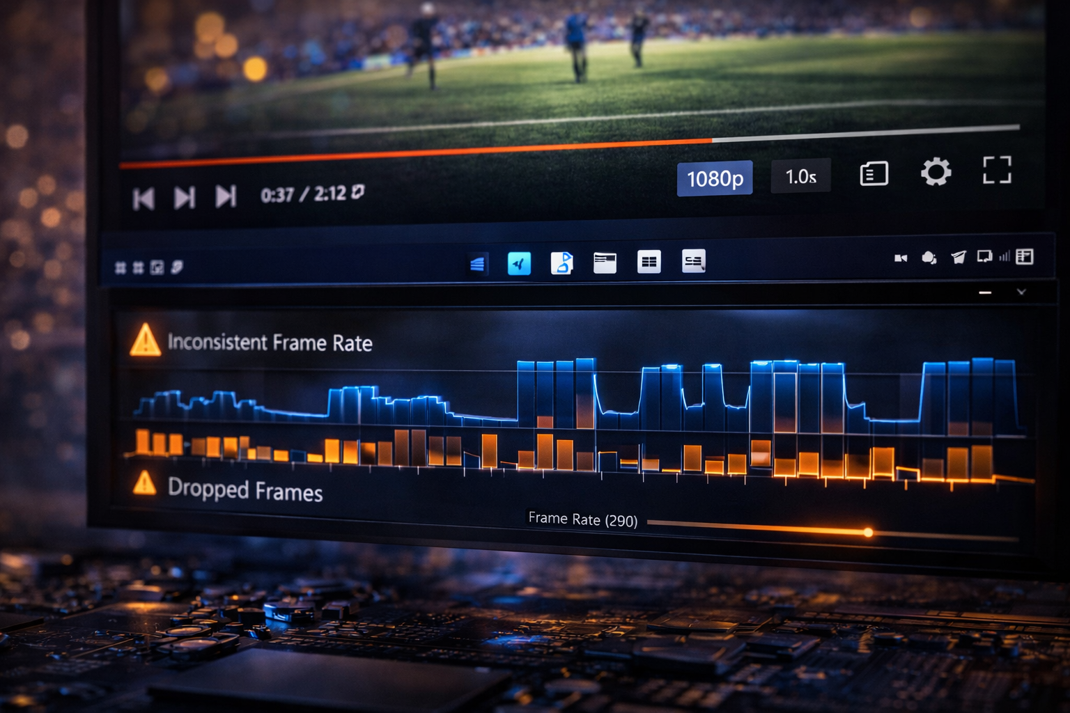 Visualization of frame drops during Sky Go streaming on Windows 11
