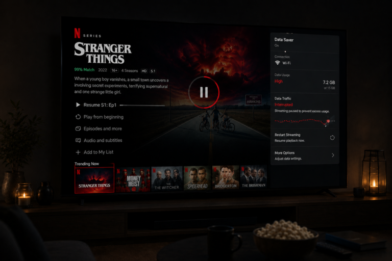 Netflix stream freezing due to interrupted data delivery