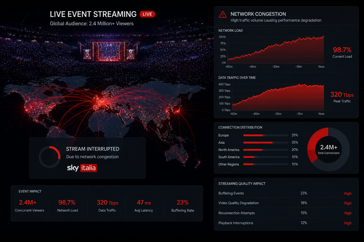 Sky Italia performance during big events with heavy network load